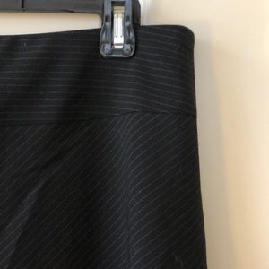 Express slightly flared navy pinstripe skirt